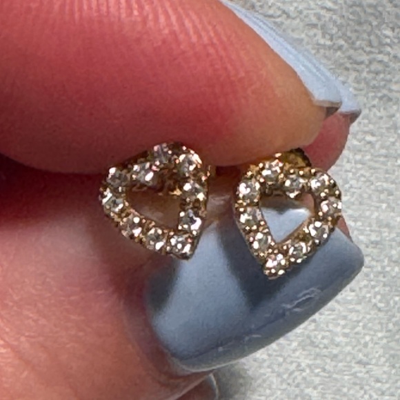 Gold Diamond Heart Stud Earrings